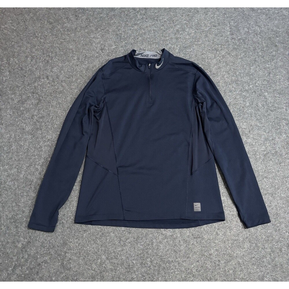 Nike Hyperwarm Lite Pro Combat Dri-FIT Quarter Zip Pullover Size XL Blue Fitted